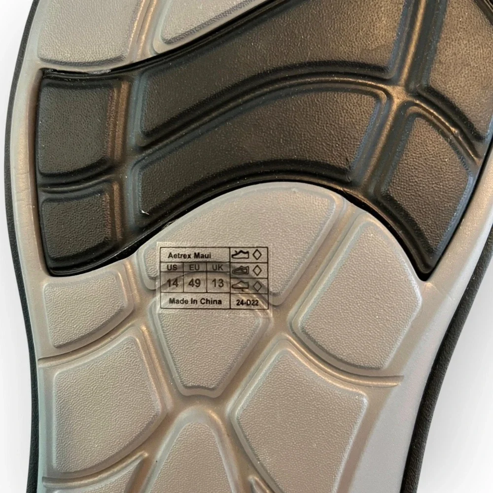 Aetrex Maui Men 14 Black Orthotic Flip Flops Arch Support Water Friendly Sandals